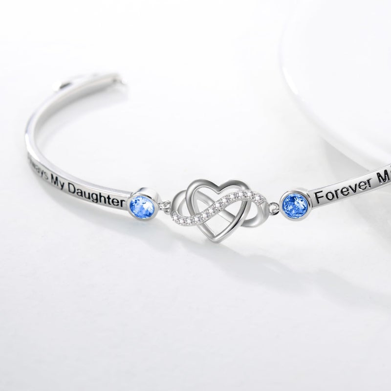 AOBOCO 925 Sterling Silver Adjustable Infinity Heart Bangle Bracelet for Sister Best Friend Daughter Mom Grandma Granddaughter Daughter in Law Godmother Goddaughter Stepmom Stepdaughter - Image 3